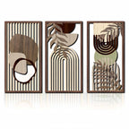 Wall Art - Abstract Wooden Sage Green Large, front view - House Of Avana