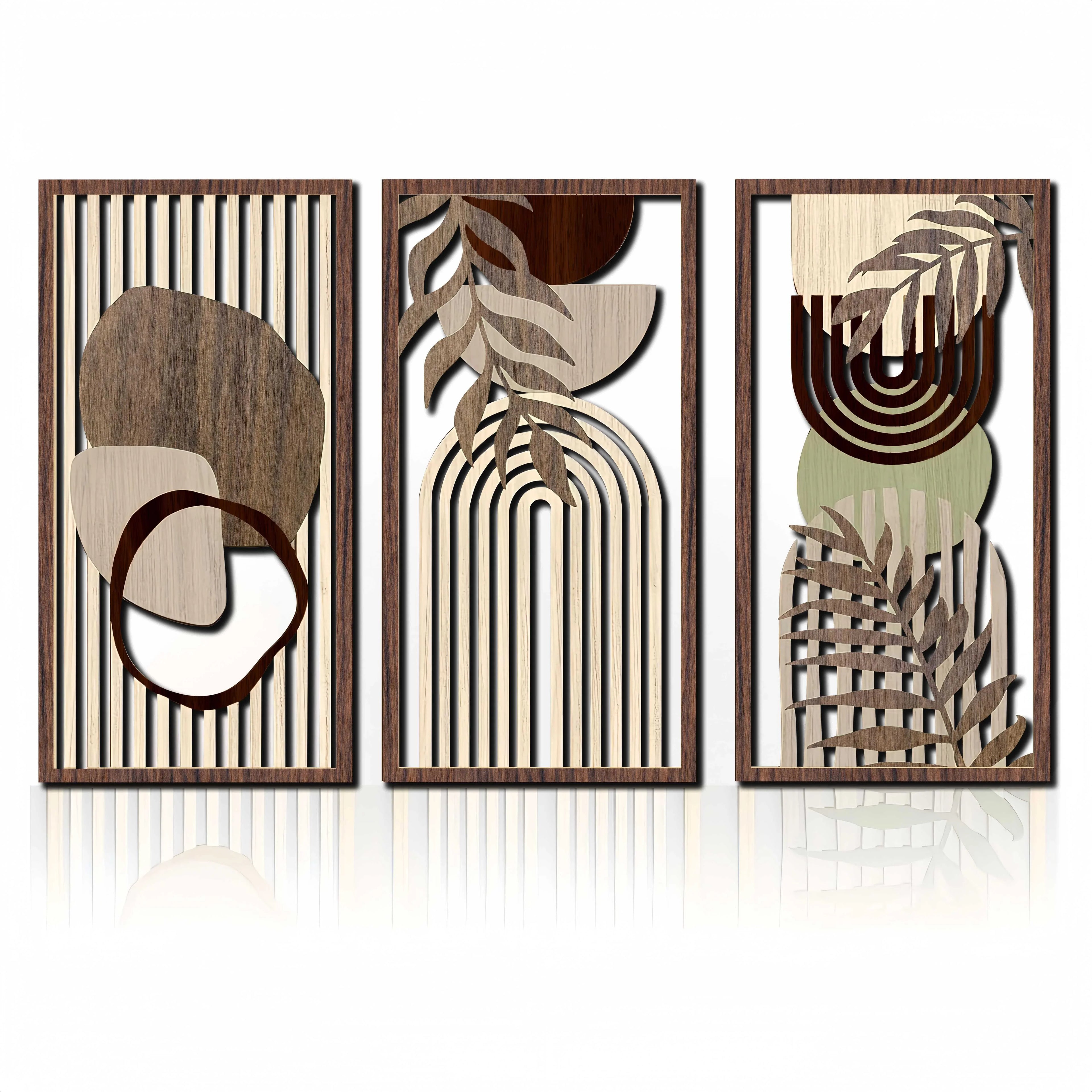 Wall Art - Abstract Wooden Sage Green Large, front view - House Of Avana