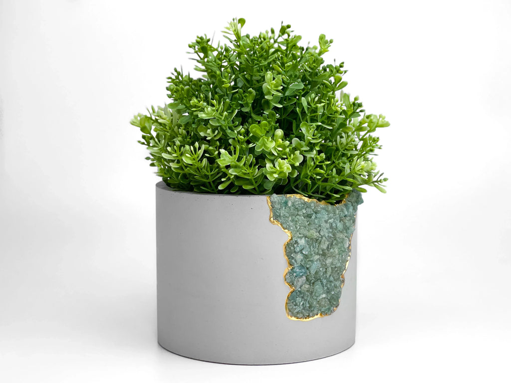 Green Apatite Inch Planter Ceramic Plant Container, side view - House Of Avana