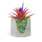 Green Apatite Geode Planter with Natural Stone Layers, close-up view - House Of Avana