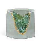 Green Apatite Geode Planter with Natural Stone Layers, texture detail - House Of Avana