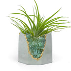 Green Apatite Geode Planter with Natural Stone Layers, side view - House Of Avana