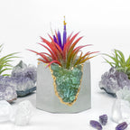 Green Apatite Geode Planter with Natural Stone Layers, angled view - House Of Avana