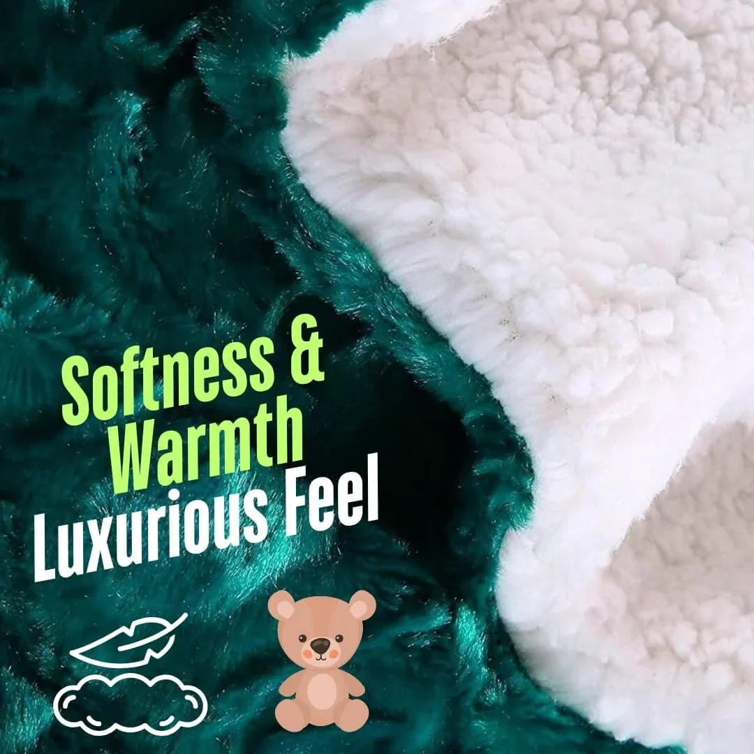 Dada Bedding Mermaid Scales Emerald Green Blue W/ Sherpa Backside Faux Fur Throw Blanket (bl-171805),... - House Of Avana