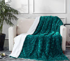 Dada Bedding Mermaid Scales Emerald Green Blue W/ Sherpa Backside Faux Fur Throw Blanket (bl-171805),... - House Of Avana