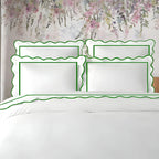 400TC Cotton Scallop Embroidery & Border Sateen Solid Duvet Cover Set PushpLinen