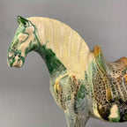 Vintage Figurine - Green Glazed Ceramic Statue, back view - House Of Avana