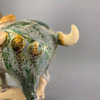 Vintage Figurine - Green Glazed Ceramic Statue, detail shot - House Of Avana