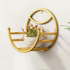 , Wall Hanging Flower Shelf Living Room Balcony Iron Art Free Punching Green Pot Succulent Pot Plant... - House Of Avana