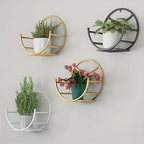 , Wall Hanging Flower Shelf Living Room Balcony Iron Art Free Punching Green Pot Succulent Pot Plant... - House Of Avana