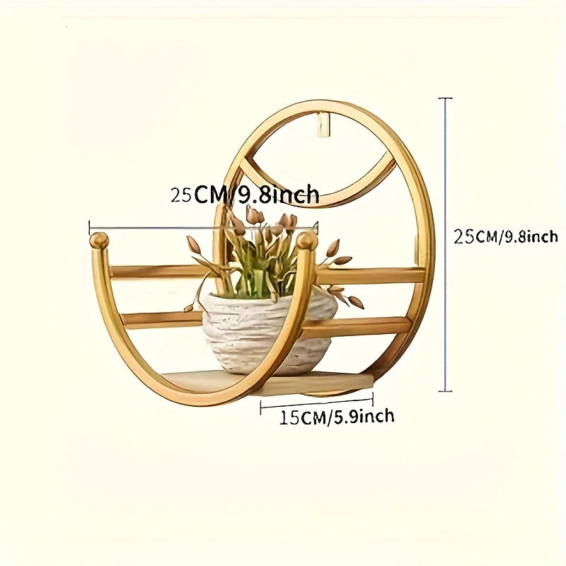 , Wall Hanging Flower Shelf Living Room Balcony Iron Art Free Punching Green Pot Succulent Pot Plant... - House Of Avana