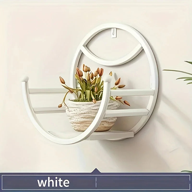 , Wall Hanging Flower Shelf Living Room Balcony Iron Art Free Punching Green Pot Succulent Pot Plant... - House Of Avana