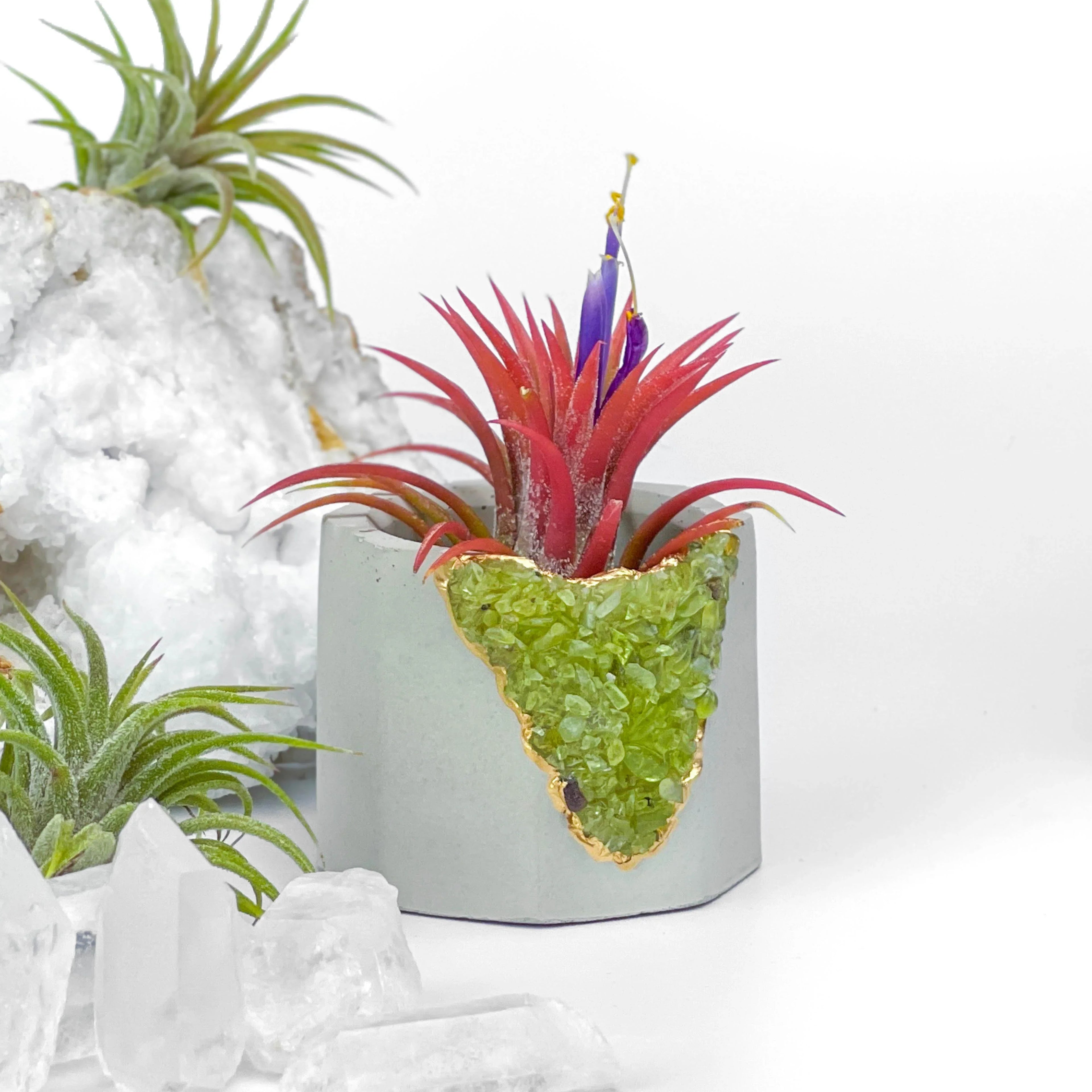 Green Peridot Geode Planter Box Natural Stone Home Decoration, texture detail - House Of Avana