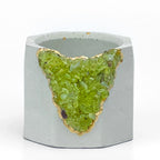 Green Peridot Geode Planter Box Natural Stone Home Decoration, side view - House Of Avana