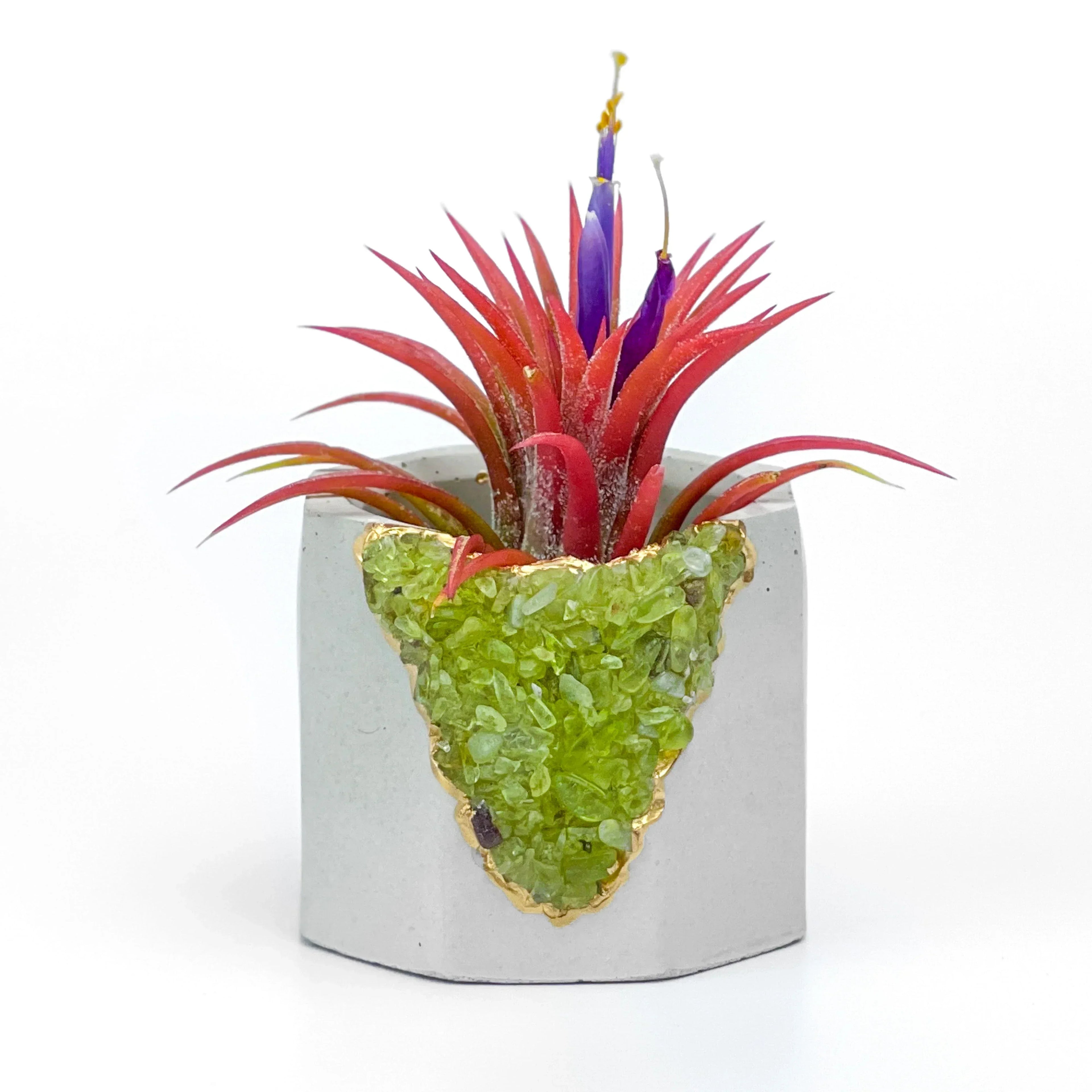 Green Peridot Geode Planter Box Natural Stone Home Decoration, detail shot - House Of Avana