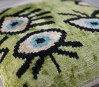 Canvello Luxury Green Smoke Olive Evil Eye Pillow for Couch - 16x16 Inch, angled view - House Of Avana