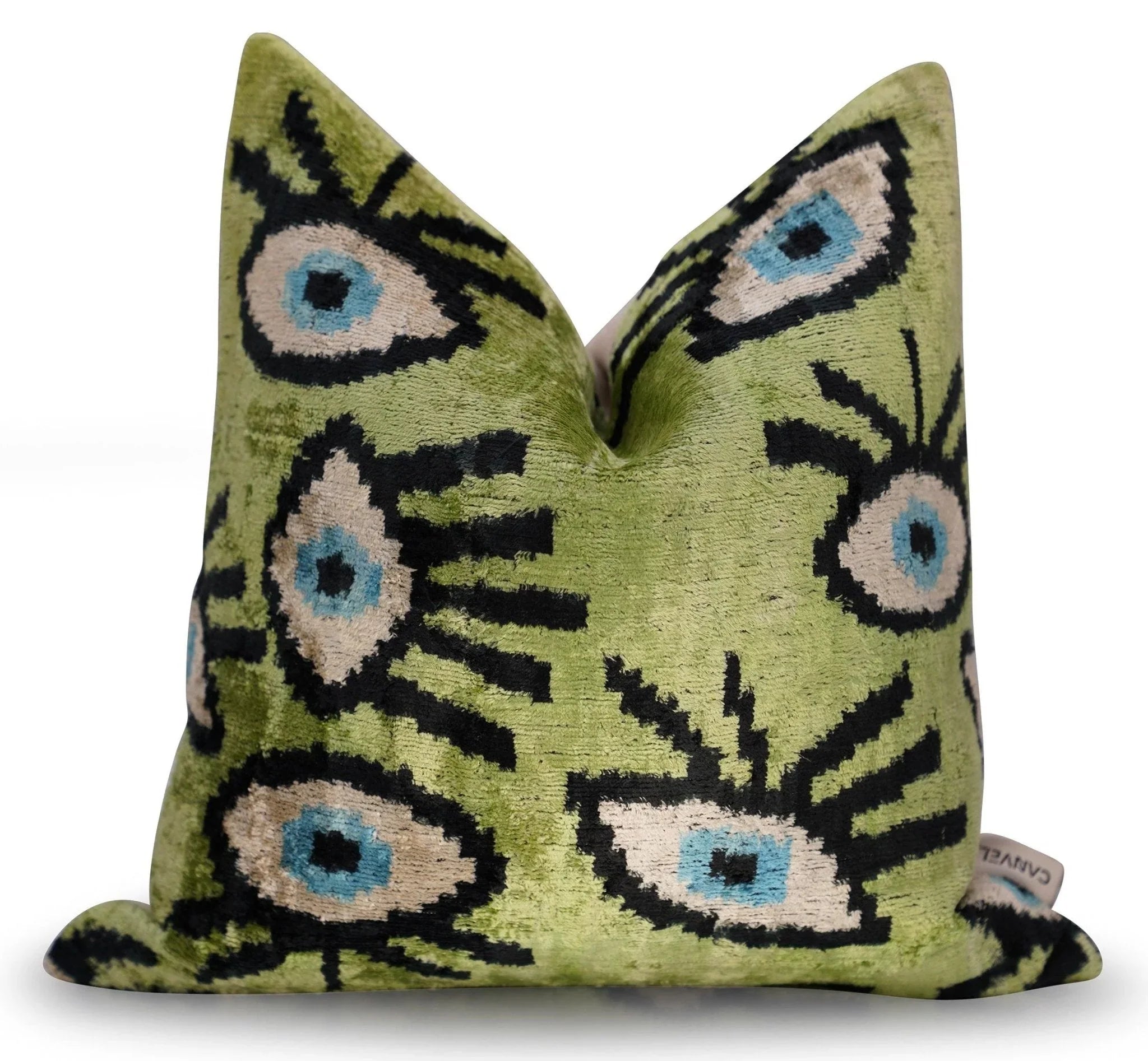 Canvello Luxury Green Smoke Olive Evil Eye Pillow for Couch - 16x16 Inch, detail shot - House Of Avana