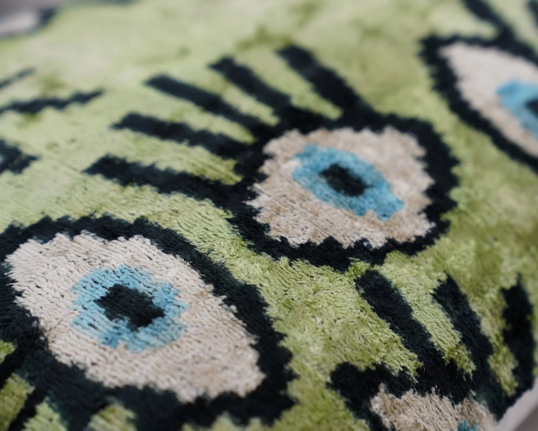 Canvello Luxury Green Smoke Olive Evil Eye Pillow for Couch| X in (40 X Cm), texture detail - House Of Avana