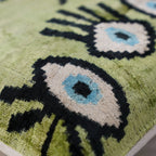 Canvello Luxury Green Smoke Olive Evil Eye Pillow for Couch - 16x16 Inch, top view - House Of Avana