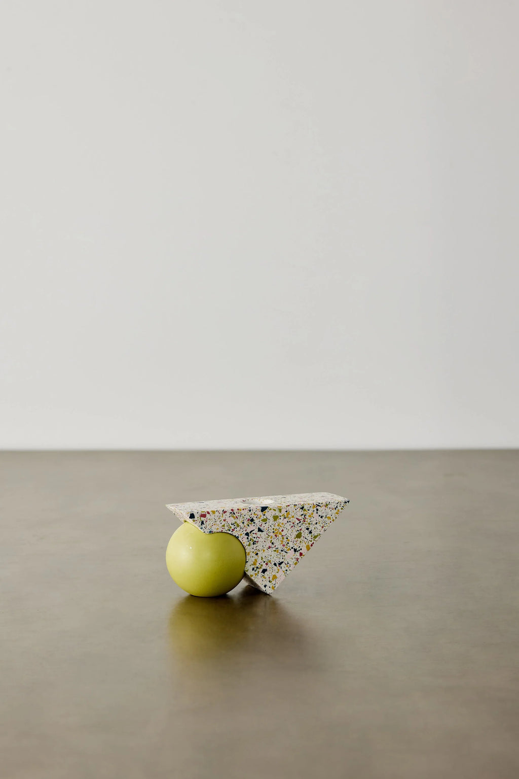 Equilibrium Bright Green & Pink Terrazzo Taper Candle Holder, lifestyle image - House Of Avana