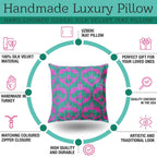 Canvello Handmade Green Pink Velvet Throw Pillow - 20x20, back view - House Of Avana