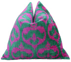 Canvello Handmade Green Pink Velvet Throw Pillow - 20x20, side view - House Of Avana