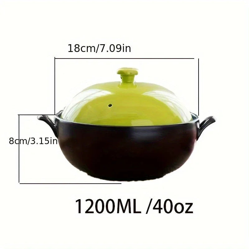 Green Ceramic Casserole with Lid - Reusable, Heat-resistant Pot for Kitchen & Outdoor Cooking, Perfect... - House Of Avana