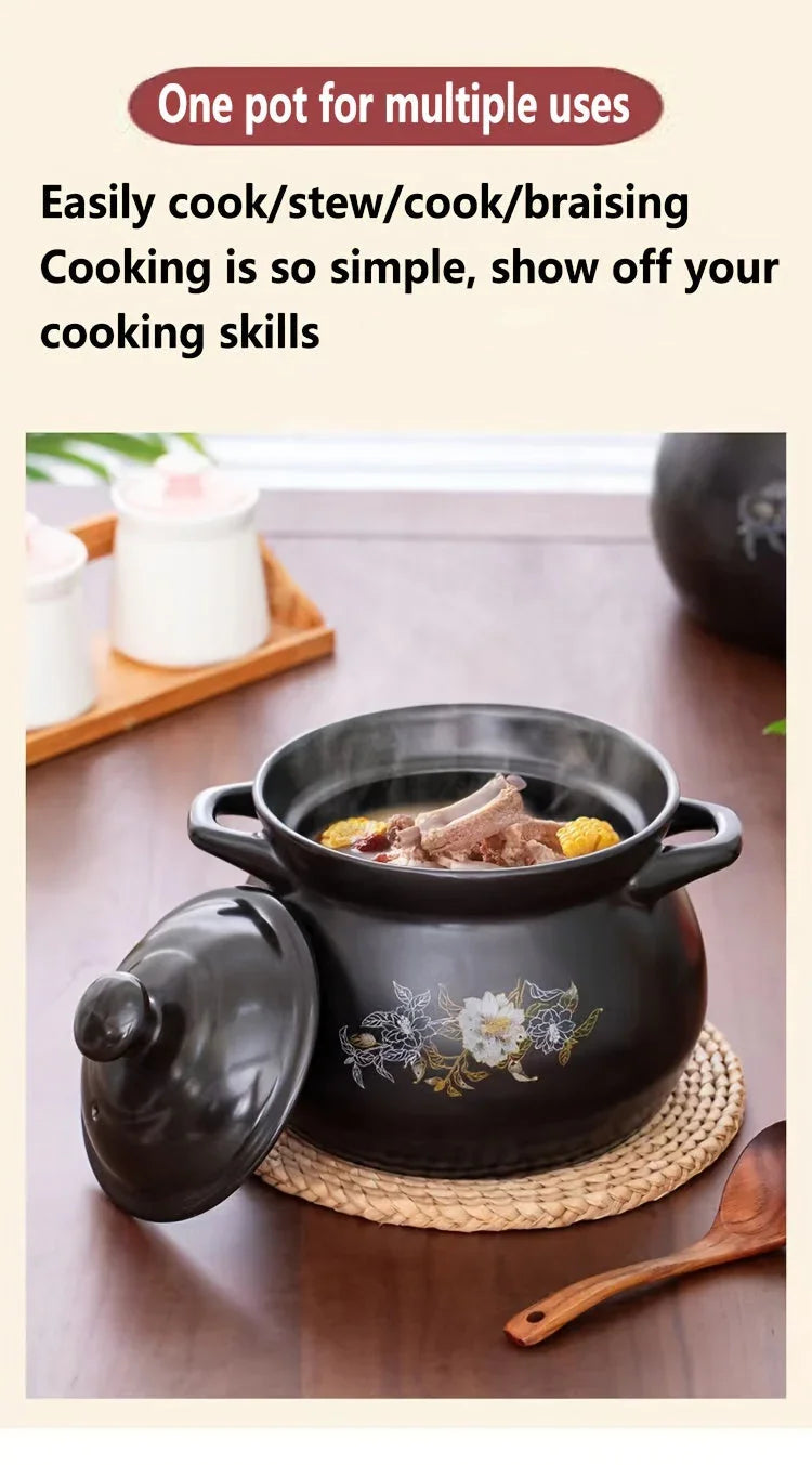 Blx Green Traditional Ceramic Stew Pot with Lid - High Temp Resistant, Non-stick, Easy Clean - Perfect... - House Of Avana