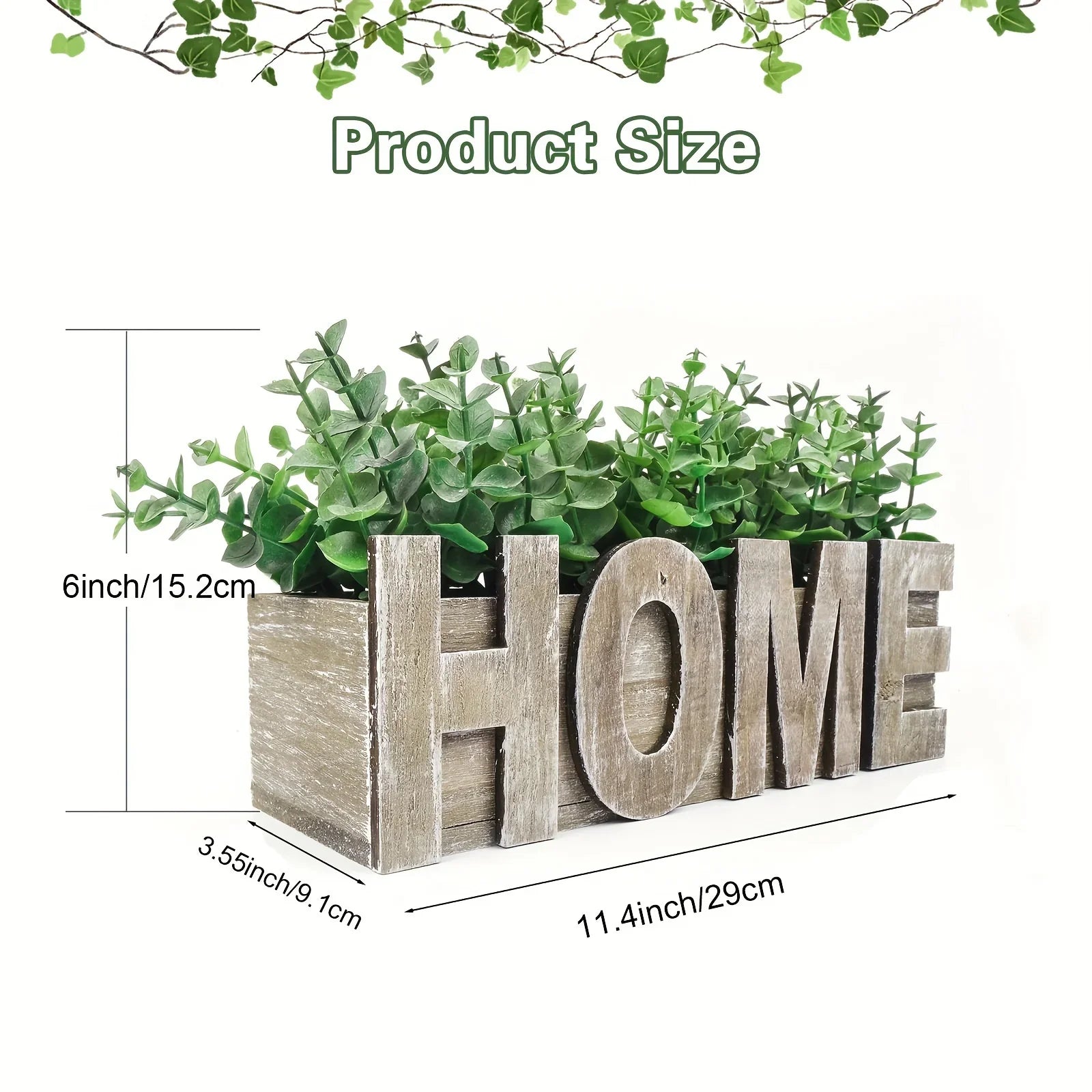 , Artificial Eucalyptus Potted Plant, Fake Green Plant with Wooden Pot for Spring Summer Gift Ideas,... - House Of Avana