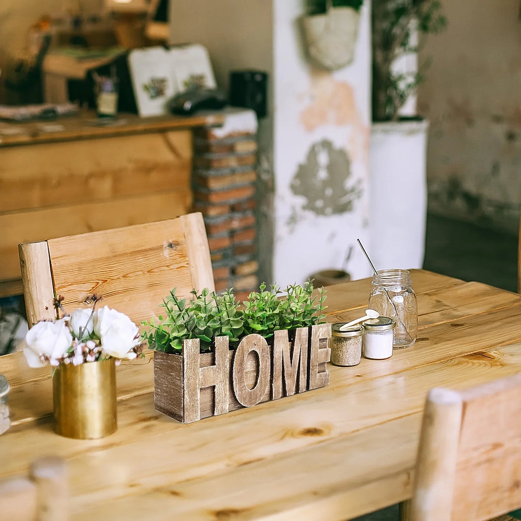 , Artificial Eucalyptus Potted Plant, Fake Green Plant with Wooden Pot for Spring Summer Gift Ideas,... - House Of Avana