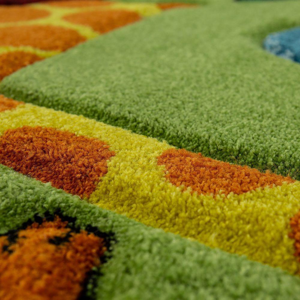 Kids Rug for Nursery Jungle Animals Green, side view - House Of Avana