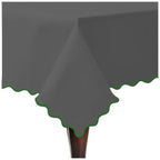 Scallop Embroidery Sateen Cotton Solid Table Cloth - Dark Grey PushpLinen