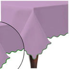 Scallop Embroidery Sateen Cotton Solid Table Cloth - Lilac PushpLinen