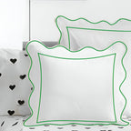 400TC Cotton Scallop Embroidery & Border Sateen Solid Euro Sham PushpLinen