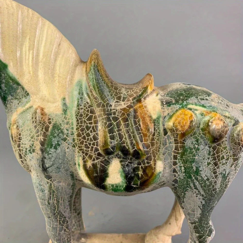 Vintage Green Glazed Ceramic Statue - House Of Avana