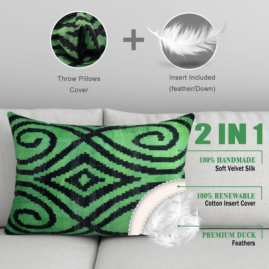 Canvello Decorative Green Throw Pillows for Couch - 16x24 in, detail shot - House Of Avana