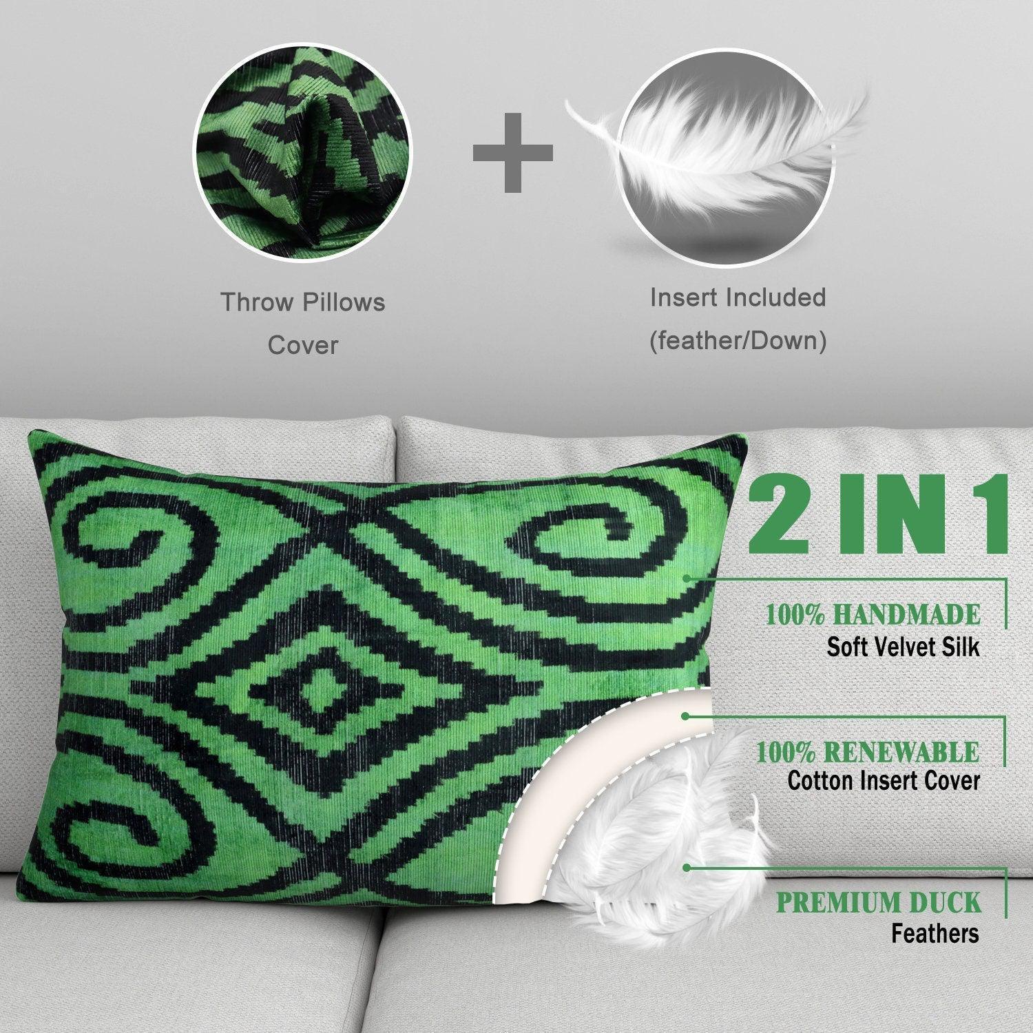 Canvello Decorative Green Throw Pillows for Couch - 16x24 in, detail shot - House Of Avana