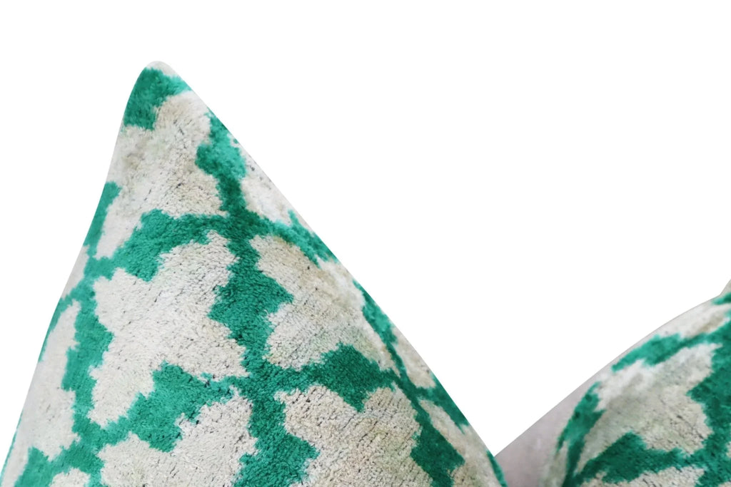 Canvello Decorative Green Throw Pillow Down Filled - 16x24 in, close-up view - House Of Avana