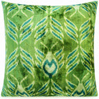 Handmade Velvet Throw Pillow with Green and Teal Ikat Design - High-quality 20x20 Inch Decorative Accent... - House Of Avana