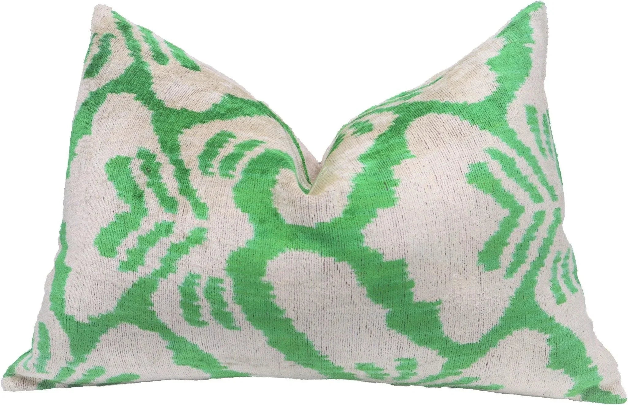 Canvello Handmade Green Velvet Throw Pillows - 16x24, front view - House Of Avana