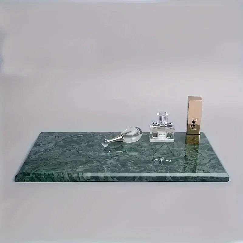 Elegant Marble Bathroom Tray - Luxury Vanity Organizer, Green Marble Texture, Polished Bathroom Decor,... - House Of Avana