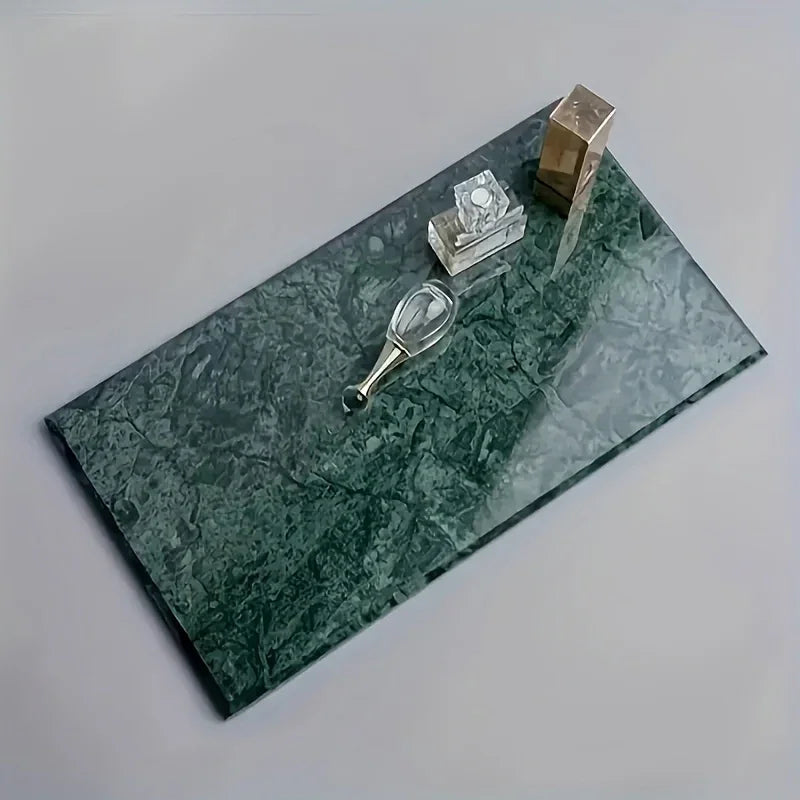 Elegant Marble Bathroom Tray - Luxury Vanity Organizer, Green Marble Texture, Polished Bathroom Decor,... - House Of Avana