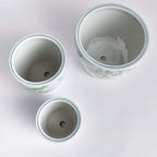 Ceramic planters in green and white, chinoiserie pattern, set of 3 - House of Avana