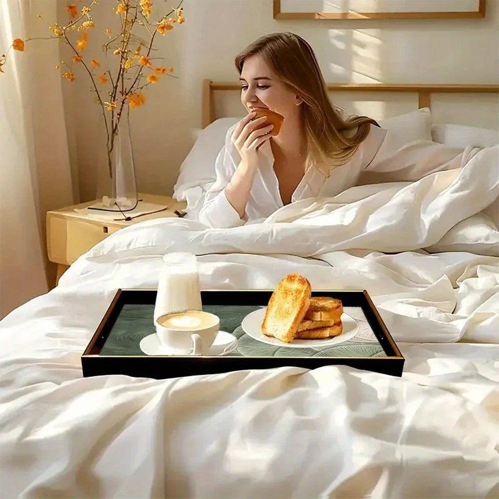 Elegant Serving Tray - Heat-resistant Up to Dining/table Protection, Green & White Layered Floral... - House Of Avana