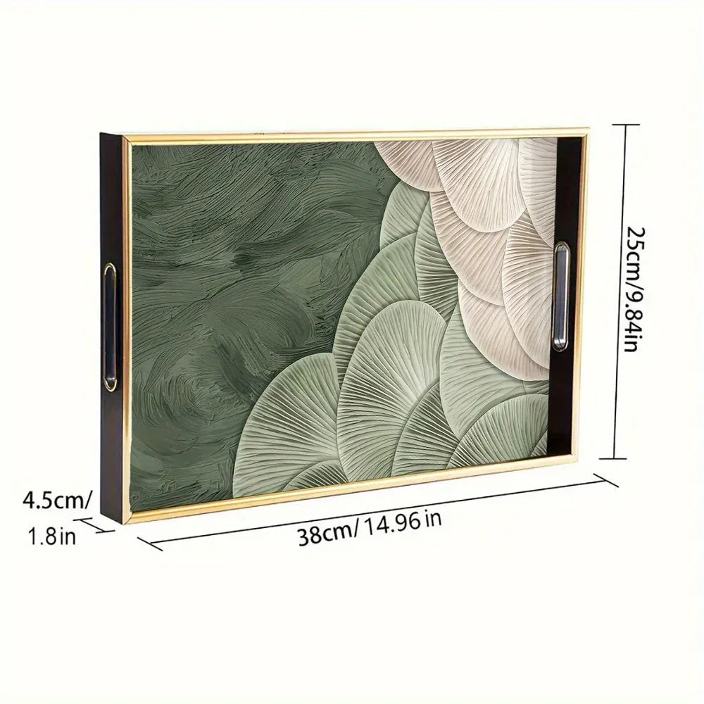 Elegant Serving Tray - Heat-resistant Up to Dining/table Protection, Green & White Layered Floral... - House Of Avana