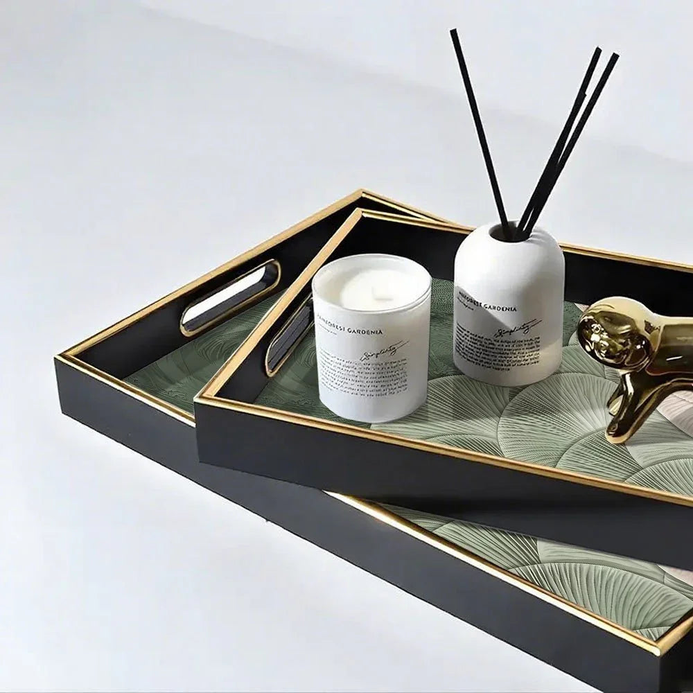 Elegant Serving Tray - Heat-resistant Up to Dining/table Protection, Green & White Layered Floral... - House Of Avana