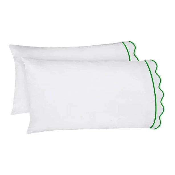 400TC Cotton Scallop Embroidery & Border Sateen Solid Sheet Set PushpLinen