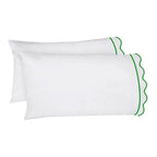 400TC Cotton Scallop Embroidery & Border Sateen Solid Sheet Set PushpLinen