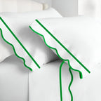 400TC Cotton Scallop Embroidery & Border Sateen Solid Pillowcases (Set Of 2) PushpLinen