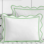 400TC Cotton Scallop Embroidery & Border Sateen Solid Duvet Cover Set PushpLinen